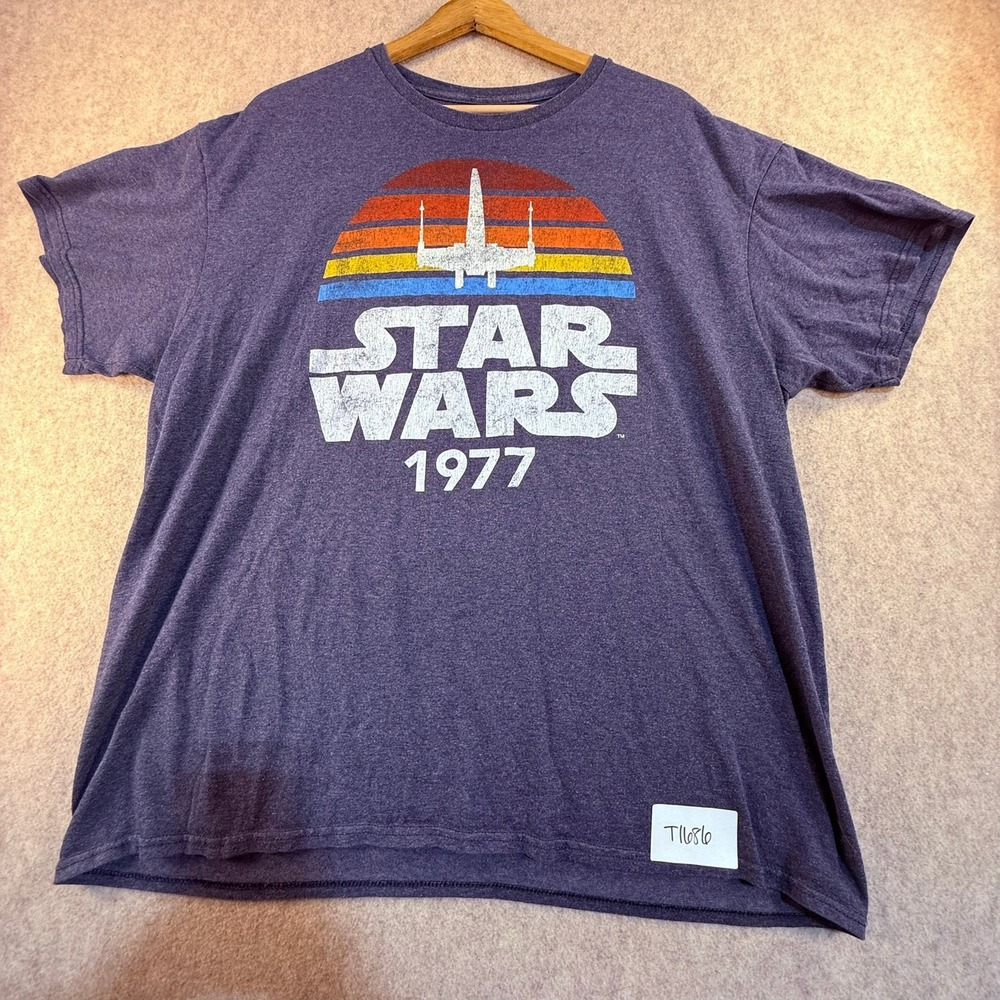 Star Wars 1977 X-Wing Retro Sunset Graphic T-Shirt Mens XL Purple Mad Engine